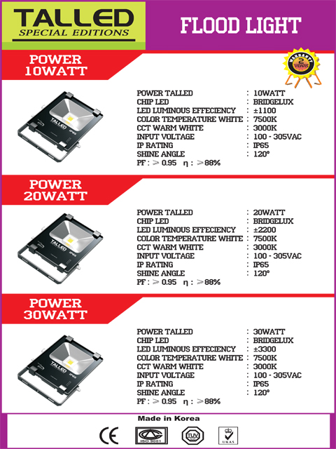 Lampu Sorot LED 10 20 dan 30 Watt Talled